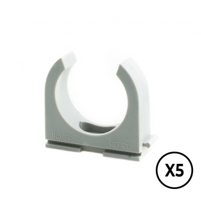 Soporte a presion lh ø 25 mm, gris, 5 unidades