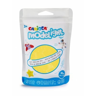Carioca Modelight Pack de Pasta de Moldear Super Ligera - Elastica y Maleable - Se Seca al Aire - No Ensucia las Manos - Colores Brillantes y Mezclables - Color Amarillo