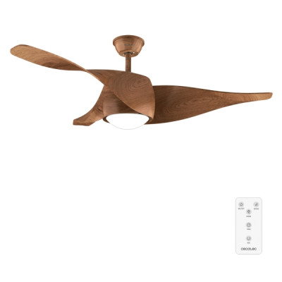 Cecotec EnergySilence Aero 5290 BlackWood Ventilador de Techo con 3 Aspas y Luz - 40W - Diametro de 52 - 3 Tonos LED - Temporizador - 6 Velocidades - Modo Invierno - Color Madera Oscuro