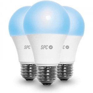 Bombilla inteligente SPC Aura 1050, 3 unidades, WiFi, Color, E27, regulación