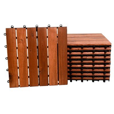 3nod - pack de 10 baldosas de madera de acacia marrón (6 láminas)