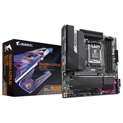 GIGABYTE B650M AORUS ELITE Placa base - Compatible con procesadores AMD Ryzen 9000, VRM de 12+2+2 fases, hasta 8000 MHz DDR5, 1xPCIe 5.0 + 1xPCIe 4.0 M.2, LAN 2.5GbE, USB 3.2 Gen 2x2
