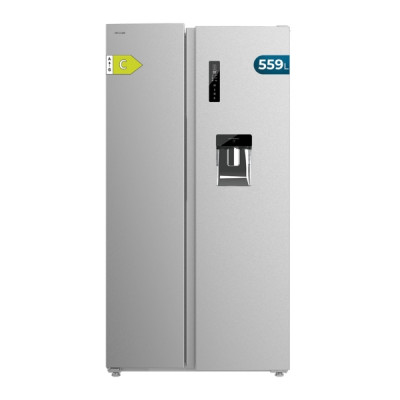 Cecotec Bolero CoolMarket SBS 559 Inox C Frigorifico Americano - Capacidad 559L - Nofrost - Dispensador de Agua - Luz LED - Compresor Inverter - Frio Envolvente - 91.2x70.4x177cm - Color Acero
