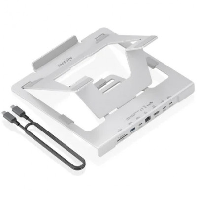 Soporte de Sobremesa - Docking USB Tipo-C Aisens ASUC-7P045-GR/ 1xUSB/ 1xUSB Tipo-C/ 1xHDMI/ 1xRJ45/ 1xLector de Tarjetas/ 1xUSB Tipo-C PD/ Gris