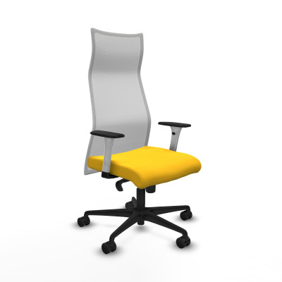 Albacete malla sincro malla blanca similpiel amarillo brazos blancos base nailon ruedas 65 mm nailon