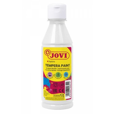 Jovi Tempera Paint Tempera Liquida 250ml - Base Agua - Lista para Usar - Alto Poder Cubriente - Secado Rapido - Excelente Fluidez - Adherencia en Multiples Superficies - Color Blanco