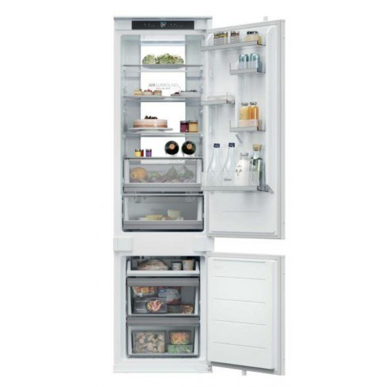 Frigorífico combi integrable Haier HBQW7519D, 193.5 x 54 x 55 cm, Total No Frost, clase D, 183 kWh/año, 33 dB, 284 litros, Humidity Zone, WiFi, blanco