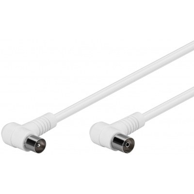 Cable Antena TV Macho-Hembra Acodados 1,5m BLANCO