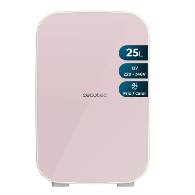 Cecotec Bolero MiniCooling 25L Bahamas Pink Mini Frigorifico Portatil - Capacidad 25L - 12V/220V - Temperatura Regulable - Enfria hasta 7ºC - Funcion Calentamiento hasta 65ºC - Color Rosa Pastel