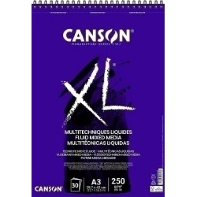 Canson XL Mix Media Fluido Album Espiral de 30 Hojas A3 - 250g - Grano Fino - Color Blanco