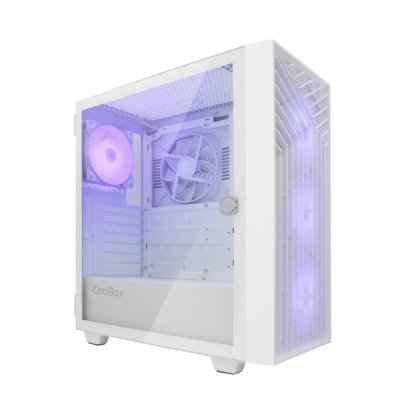 Coolbox GA300 GridLine Caja Torre ATX, Micro ATX, Mini-ITX - Lateral Cristal Templado - Tamaño HDD 2.5, 3.5 - USB-A 3.0, USB-C y Audio - 3 Ventiladores ARGB 120mm - Soporta Refrigeracion Liquida - C