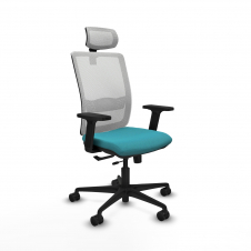 Piqueras y Crespo Haches traslack malla blanca bali turquesa brazos 2D base nailon cabecero malla 2D ruedas 65mm nailon