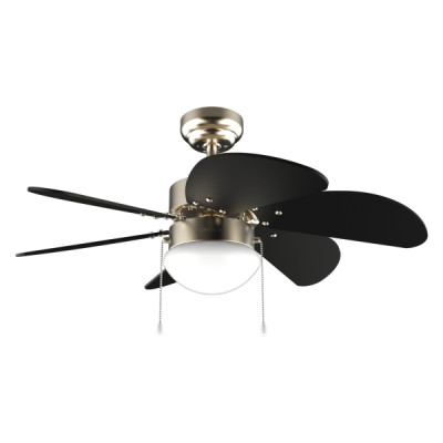 Cecotec EnergySilence Aero 365 GoldandWood Ventilador de Techo con 6 Aspas Reversibles y Lampara - 50W - Diametro de 36 - 3 Velocidades - Modo Invierno/Verano - Control por Cadena - Color Negro