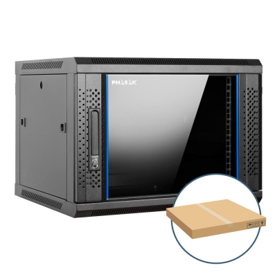 Armario rack mural 19 pulgadas phasak pro 9u 600x450 desmontado (envio flat pack) (incluyen 2 vent bolsa tornilleria)