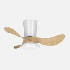 Ventilador Dc Triollo 27w 2700lm Blanco/haya 3aspas 6vel 61d 3000-4500-6500k Remoto+reg.intensidad+temporizador+memoria