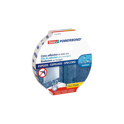 Tesa Powerbond Espejos Cinta Adhesiva de Doble Cara Especial para Espejos 19mm x 5m - Color Blanco