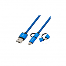 CABLE COOLBOX MULTIUSB MICROUSB USBC 1MT AZUL COO-CAB-U2MC-BL