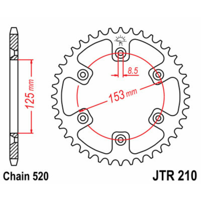 Corona JT 210 de acero con 45 dientes JTR210.45