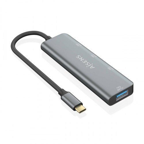 Aisens - Hub Usb 3.2 Gen2 10G Usb-C, Usb-C/M-1Xusb-C/H-3Xusb-A/H, Gris