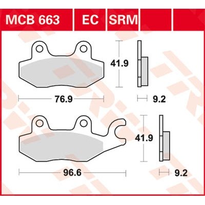 Pastillas de freno sinterizadas scooter serie SRM TRW MCB663SRM