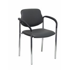 Piqueras y Crespo Silla fija Styl similpiel gris oscuro chasis cromo con brazos