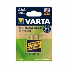 Varta blister de 2 pilas recargables AAA recycled 800mah oro verde