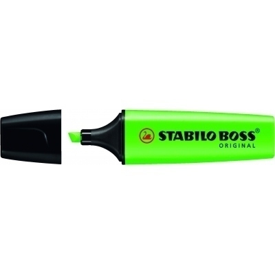 Stabilo Boss 70 Rotulador Marcador Fluorescente - Trazo entre 2 y 5mm - Recargable - Tinta con Base de Agua - Color Verde Fluorescente