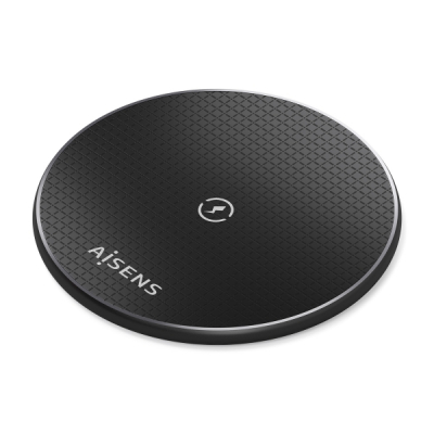 Aisens Cargador Inalambrico 15W - USB-C - Protocolo Qi - Proteccion Contra Sobretension, Sobretemperatura y sobrecorriente - Color Negro