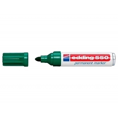 Edding 550 Rotulador Permanente - Punta Redonda - Trazo entre 3 y 4 mm. - Recargable - Secado Rapido - Color Verde