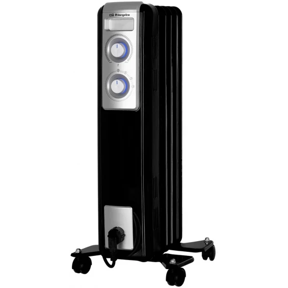 Radiador de aceite Orbegozo RN 1000, 1.000 W, 5 elementos, 2 potencias, termostato regulable, negro