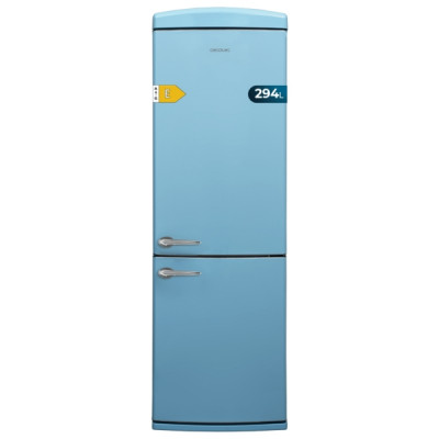 Cecotec Bolero CoolMarket Combi Origin 294 Blue E Frigorifico Combi - Capacidad 294L - Temperatura Regulable - Estilo Retro - Congelacion Ultrarapida - Frio Envolvente - Clase E - 190x60cm - Color Azu