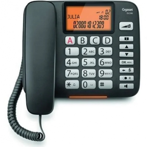 Gigaset DL580 Telefono Fijo para Pared o Sobremesa - Manos Libres - Pantalla 3 Lineas - Teclas Grandes