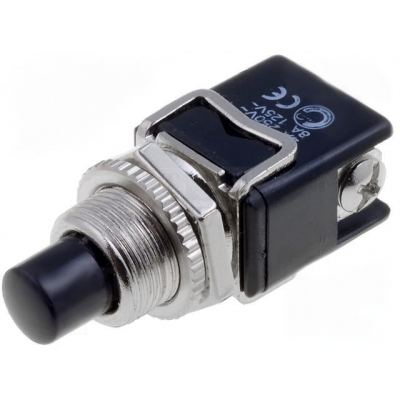 Pulsador Presion OFF-(ON) 4A 250Vac 1Cto. con Tuerca