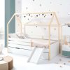 Cama-casita Montessori 90x200 cm madera con nido eucalipto · Sogni XL