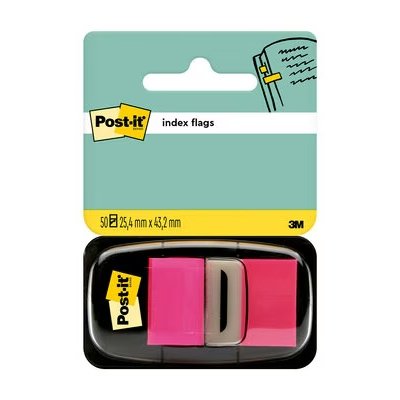 Post-it Index Dispensador con 50 Marcadores Reposicionables 25.4 x 43.2mm - Adherencia Firme - Para Marcar, Señalar o Destacar Informacion - 7100062569 - Color Rosa