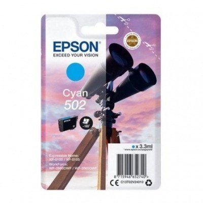 Epson 502 Cyan Cartucho de Tinta Original - C13T02V24010