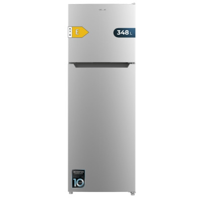Cecotec Bolero CoolMarket 2D 348 NF Inox E Frigorifico Dos Puertas - Capacidad 348L - Luz LED - Compresor Inverter - Acero Inoxidable - Silencioso - Clase E - 59.5x68.5x170cm - Color Acero
