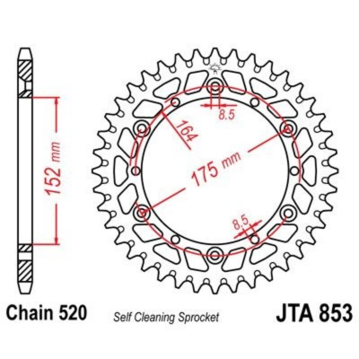 Corona JT 853 de aluminio con 44 dientes JTA853.44