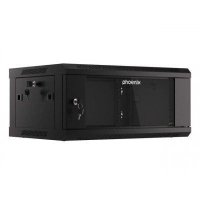 Armario rack phoenix 4u 600x450x279 auto - ensamblado 19'' hasta 60 kg negro
