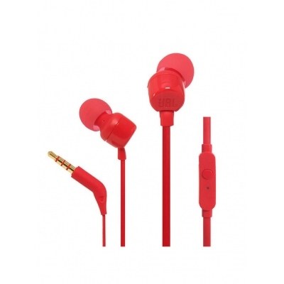 JBL Tune 110 Auriculares con Microfono - Manos Libres - Control en Cable - Cable Plano de 1.11m - Color Rojo