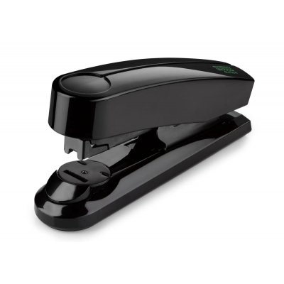 Novus B 4FC re+new Grapadora de Sobremesa - Fabricada con Plastico Reciclado - Hasta 50 Hojas - Grapado Plano Abierto, Cerrado y Clavado - Incluye 200 Grapas - Color Negro