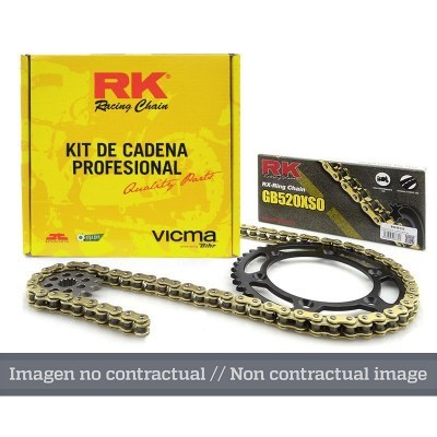 Kit cadena RK 525GXW (17-42-108) Piñon con goma reductora de ruido KC101606