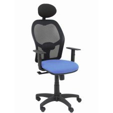 Piqueras y Crespo Silla Alocén malla negra asiento bali azul claro brazos regulables cabecero fijo