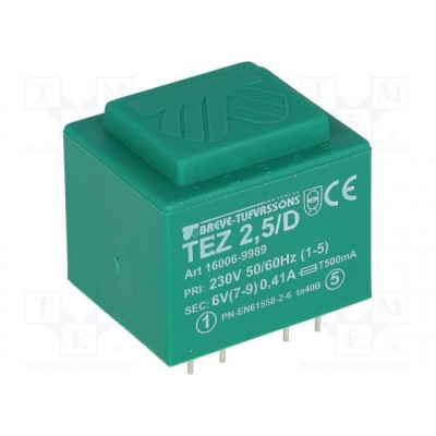 Transformador Encapsulado salida 6Vac 2,5VA Entrada 230Vac