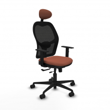 Piqueras y Crespo Jorquera traslack malla negra bali marr?n brazos 1D base nailon cabecero fijo ruedas 65mm nailon