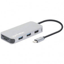 Docking Manhattan USB-C 8 ptos HDMI USB-C PD/2xUSBv3.2/USBv2.0 RED SD/Micro SDD