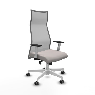 Albacete malla sincro malla gris similpiel blanco brazos blancos base blanca ruedas 65mm engomadas