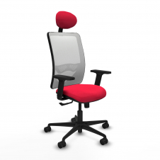 Piqueras y Crespo Zulema sincro malla blanca bali rojo brazos 2D base nailon cabecero fijo ruedas 65mm nailon