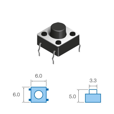 Pulsador Tacto 6x6mm Alto 5,0mm 4patas TACT-65N-F