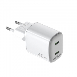 Cargador Gan 2 USB-C Celly 45w, blanco